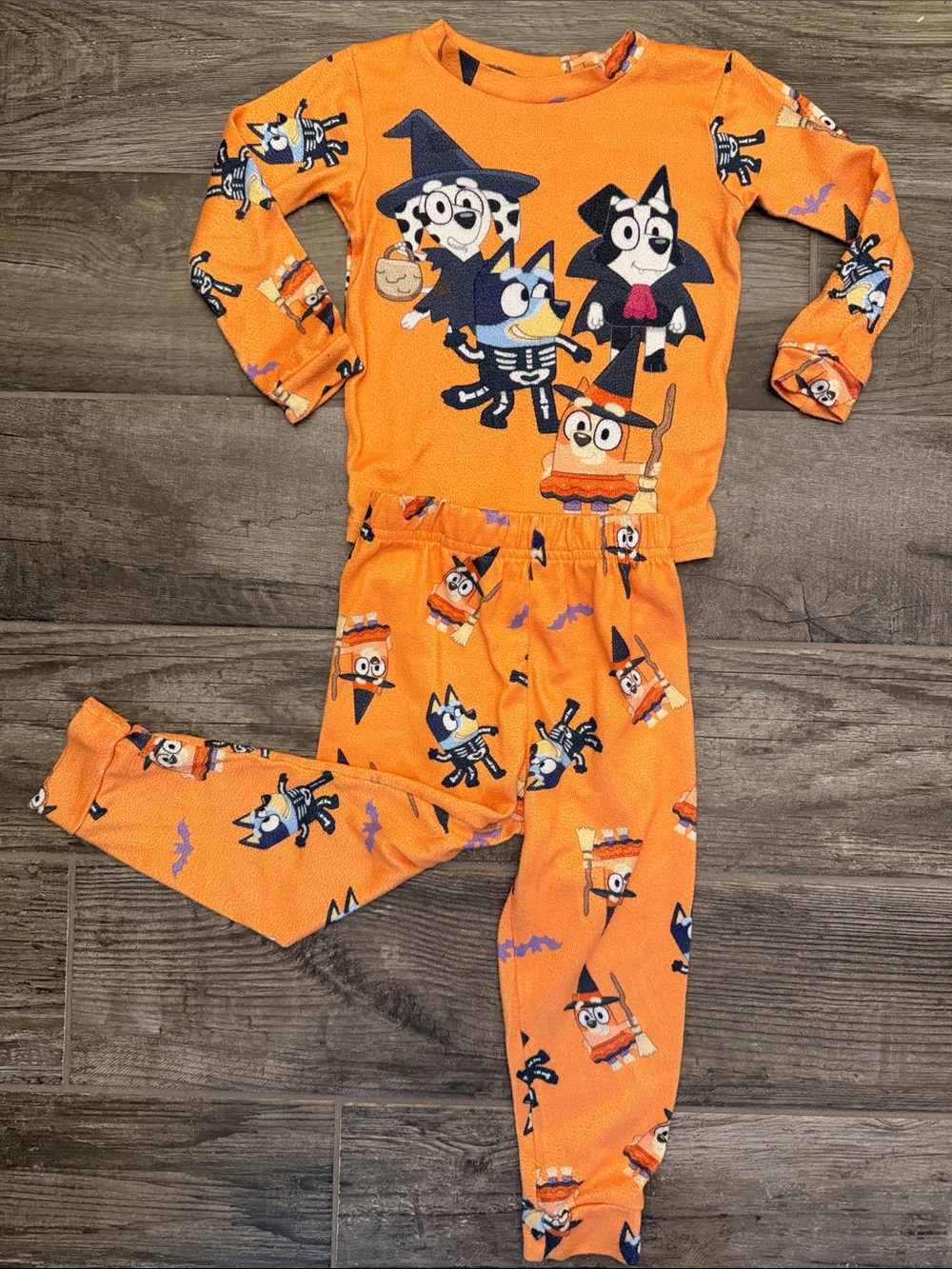 Bluey Orange Kids' Pajama Set with Character Print